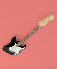 Obraz premium Colorful guitar viewed from above on abstract white background, , ideal for guitar addicts