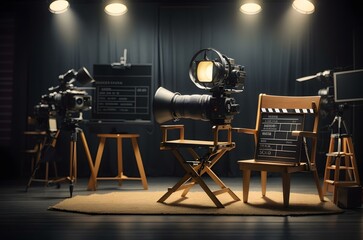 A group of cameras and chairs Generative AI