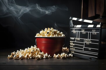 A bowl of popcorn next to a box of cigarettes Generative AI