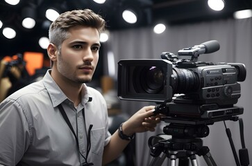A man holding a camera Generative AI