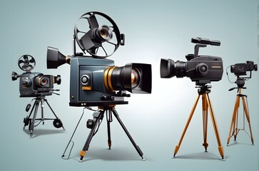 Obraz premium A camera on a tripod Generative AI