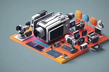 Fototapeta premium A group of electronic devices Generative AI