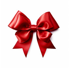 Fototapeta premium Realistic red party gift bow decoration against a white background