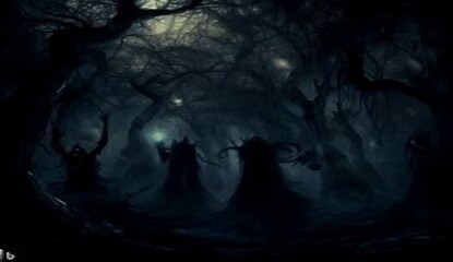 Bosque oscuro, Halloween, hechiceros. - obrazy, fototapety, plakaty