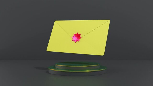Yellow letter mail rotate on stages able to loop 
