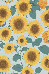 Harvest Bounty, Sunflower Watercolor Pattern