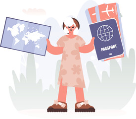 Travel of Conspiracy. Plenteous woman with Around the world id and Conversation around Tickets.