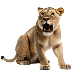 Obraz premium female lion lioness lion isolated on white background