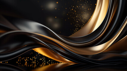 stylish abstract background with black and gold wave. Generative Ai. 