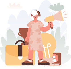 Youthful woman Holding a Enhancer, Signaling Work Openings, Resounding with Career Desires and Empowering the Travel for the Idealize Work.