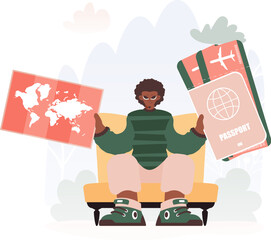 A Vector Outline of a man Holding a Domestic Symbol with the Engraving IoT, Celebrating Keen Domestic Network and Advanced Living.