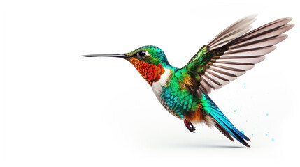 hummingbird on white background. Generative Ai. 