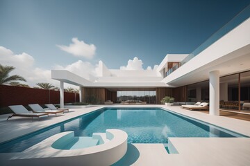 Fototapeta na wymiar Swimming pool in a modern villa, ai generative