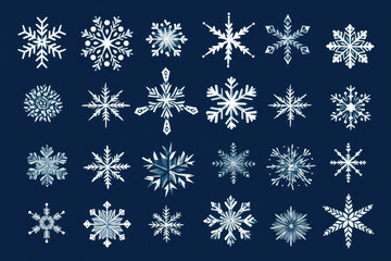 Winter snow flakes doodles vector, christmas