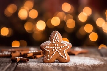 homemade Christmas gingerbread for Christmas on the table. holiday concept
