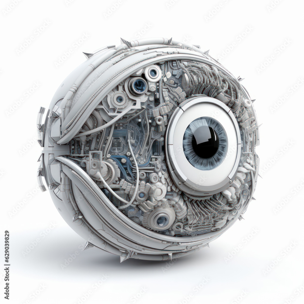 Poster futuristic robotic eye with advanced artificial intelligence, a perfect symbol of innovation and tec
