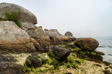 Fototapeta na wymiar Granitfelsen an der Baie von Kernic, Plouescat, Bretagne