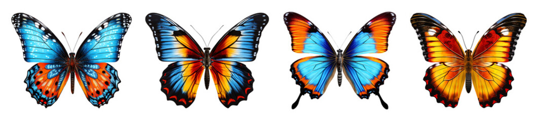 Set of butterflies isolated - Generative AI
