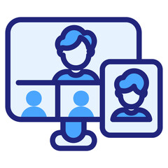  Video conference blue icon