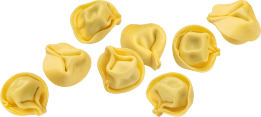 Falling dumplings isolated with clipping path