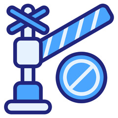  Railroad crossing blue icon