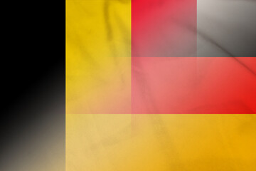 Fototapeta premium Belgium and Germany national flag transborder relations DEU BEL