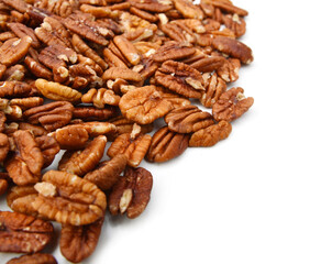 Pecans isolated on white background