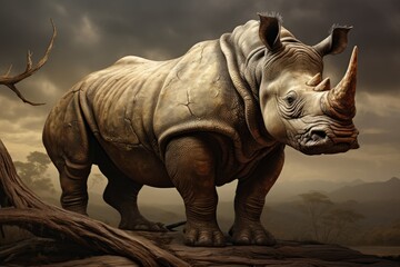 Fototapeta premium ai generated rhinoceros illustration