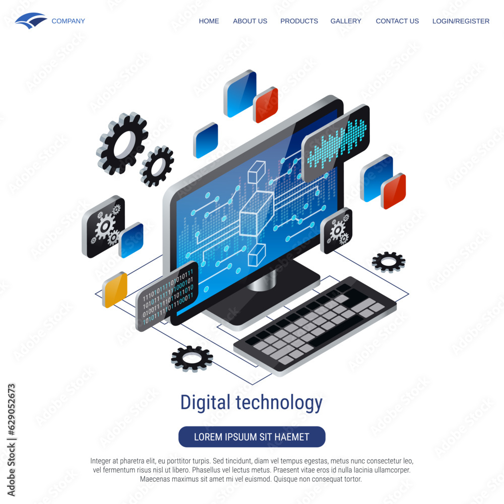 Canvas Prints digital technology 3d isometric vector concept illustration