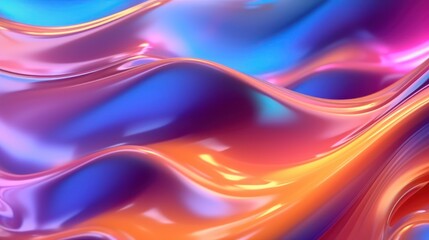 Abstract neon waves with iridescent fluidity. Vibrant and mesmerising design with a futuristic touch. Ideal for dynamic and energetic visual projects