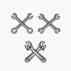 Crossing Wrench Tools Vector Art Vector Illustration Isolated