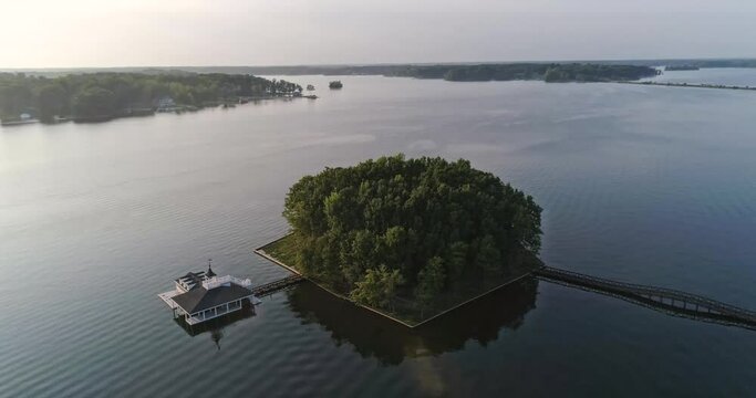 Done shot of historic Beardsworth Island at Lake Anna in Virginia