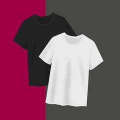 Black and White Blank T-Shirt Mockup Flat Designs Illustration Minimalist Background