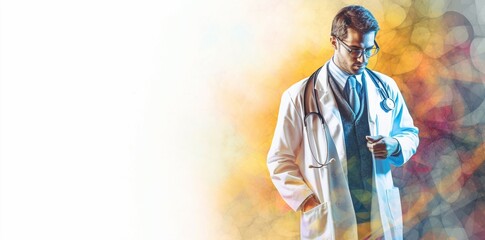 Doctor with a stethoscope and abstract background. Medical concept