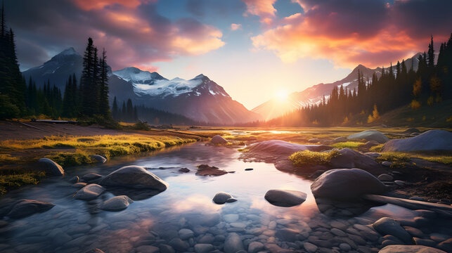 Mountain Landscapes With Sunrise