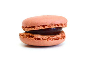 Sweet and colorful french macaroons or macaron on white background, Dessert.