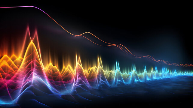 Illustration of an electro-magnetic spectrum, visual representation of colorful sound waves