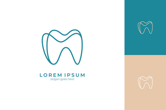 Dental logo with abstract tooth image in line design style