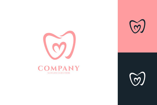 Tooth logo combined with heart shape, suitable for dental clinic, dentist and dental health products