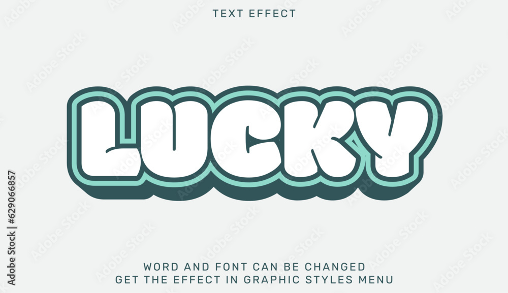 Poster lucky text effect template in 3d design
