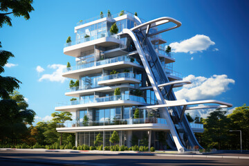  A modern futuristic skyscraper
