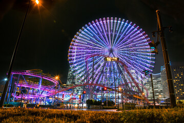 横浜コスモワールド　夜景　観覧車