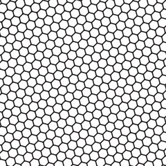 Naklejka premium Seamless pattern hexagon grid cell, black and white honeycomb abstract.