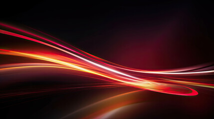 Road light. Curve streak trail line. Fast speed car. Long yellow and red way effect. Glowing street exposure. Blurred motion. Sparkling flow. Vector abstract dynamic dark background