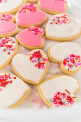 Heart-shaped sugar cookies with royal icing