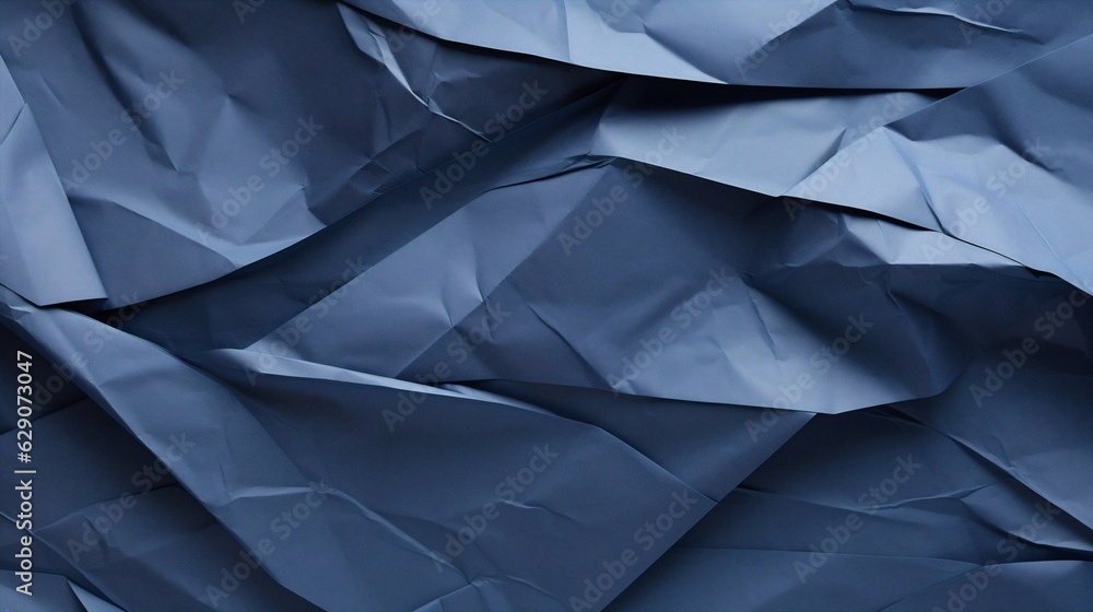 Poster Generative AI : Navy Blue and White crumpled paper background, texture old for web design screensavers. Template for various purposes or creating packaging.