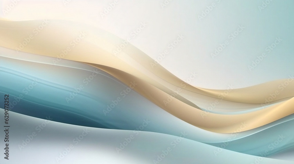 Poster Generative AI : Modern abstract light Sky Blue and Sand background vector. Elegant circle shape design with golden line.