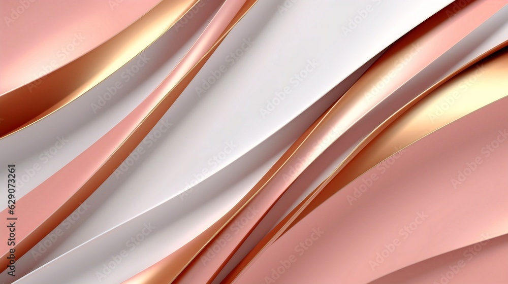 Poster generative ai : elegant dusty rose and platinum shade background with line golden elements. realisti