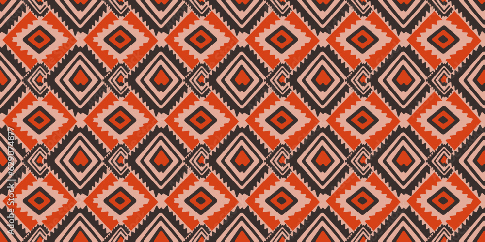 Poster red jagged rhombuses. ornamental repeating rhombuses, stylish pattern. vector. seamless pattern.