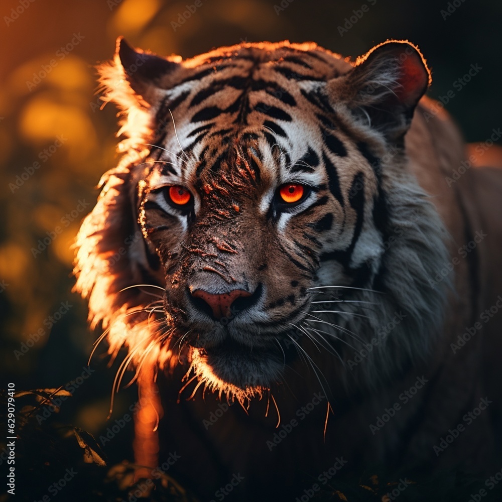 Poster tiger red eye illustration